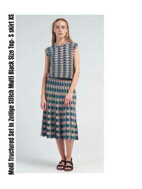 Molli Tructured Set In Zellige Stitch Multi Black Size Top- S skirt XS